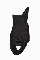 One-Shoulder Bandeau-Style Ruched Mini Evening Dress