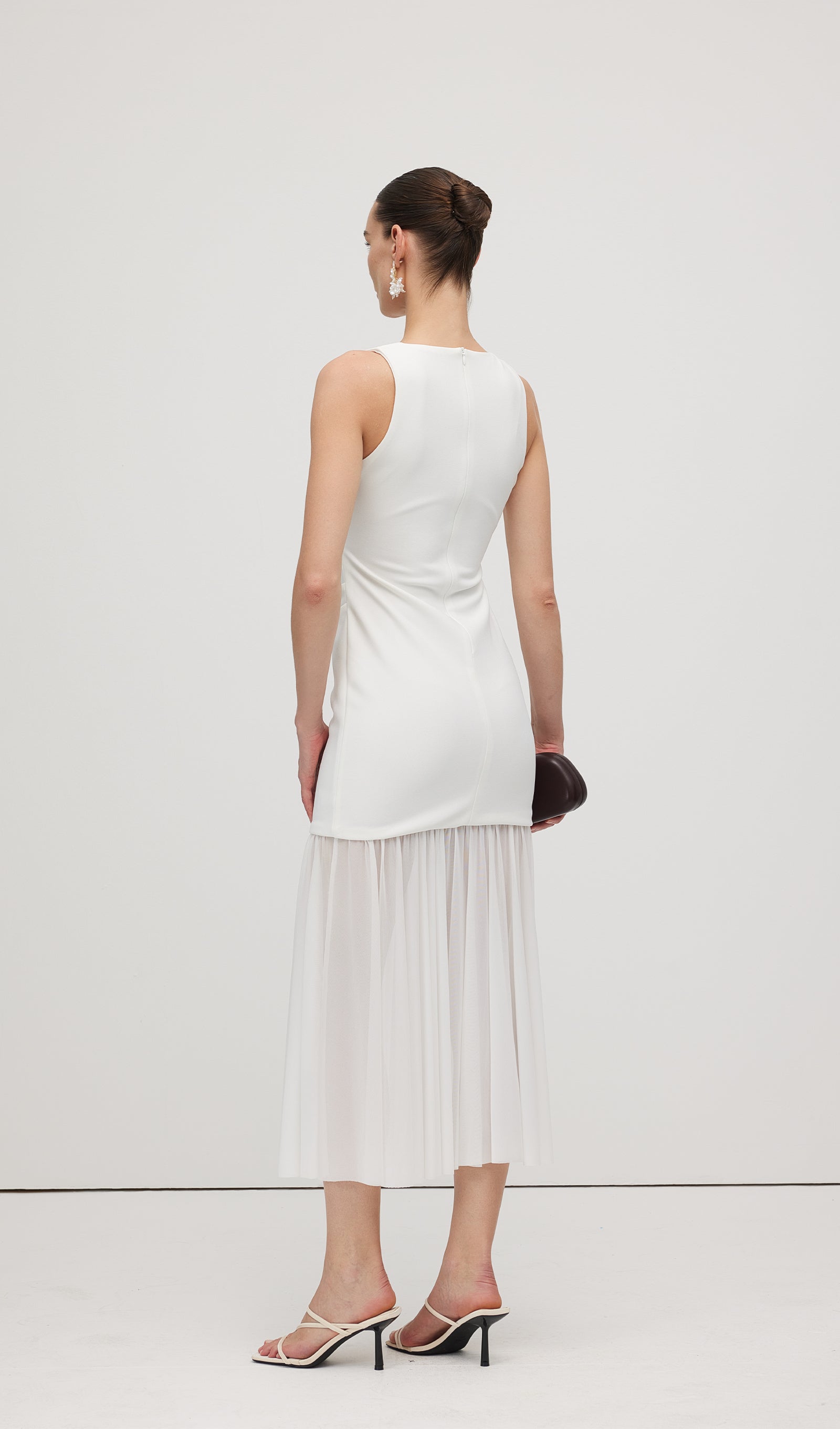 Sheer Overlay Midi Dress