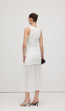 Sheer Overlay Midi Dress