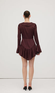 Ruffled Satin Mini Dress