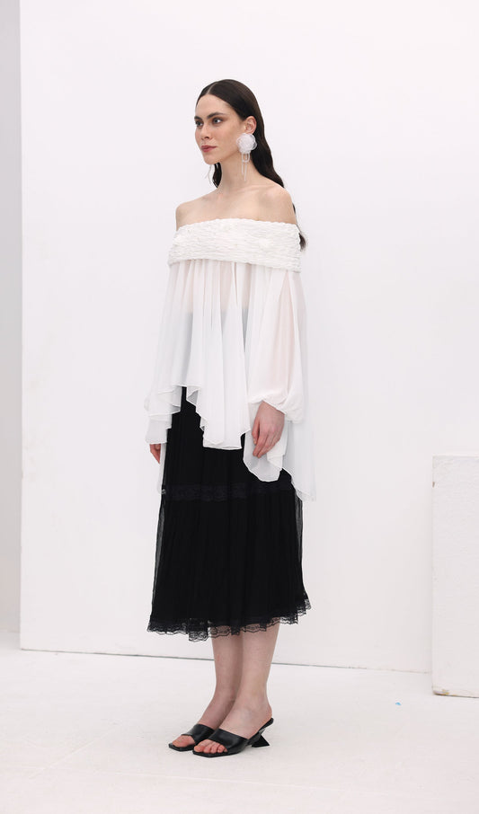 Off Shoulder Mesh  Mini Dress