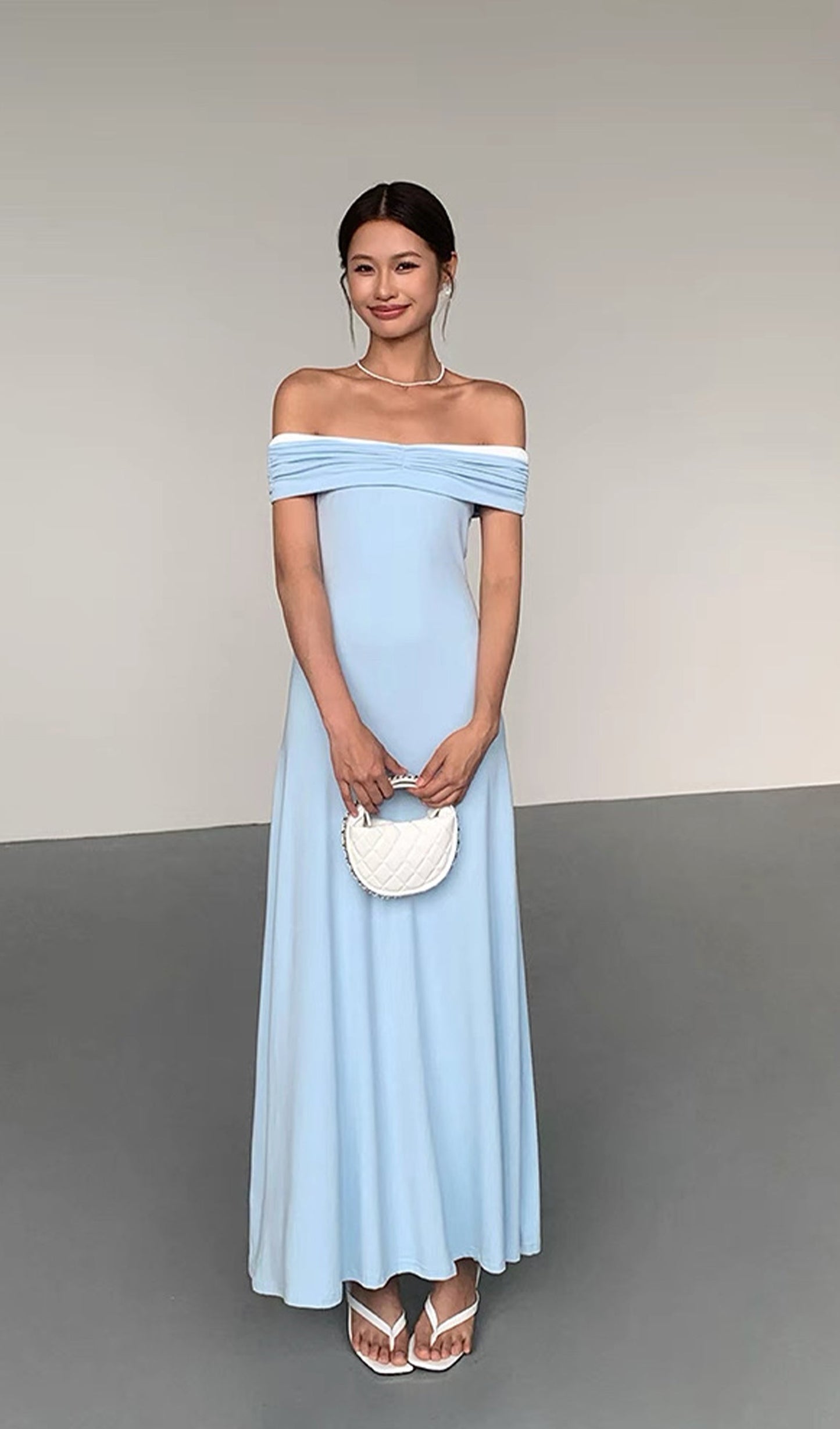 Solid Off Shoulder Midi Dress