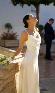 Satin Cowl-Neck Maxi Dress