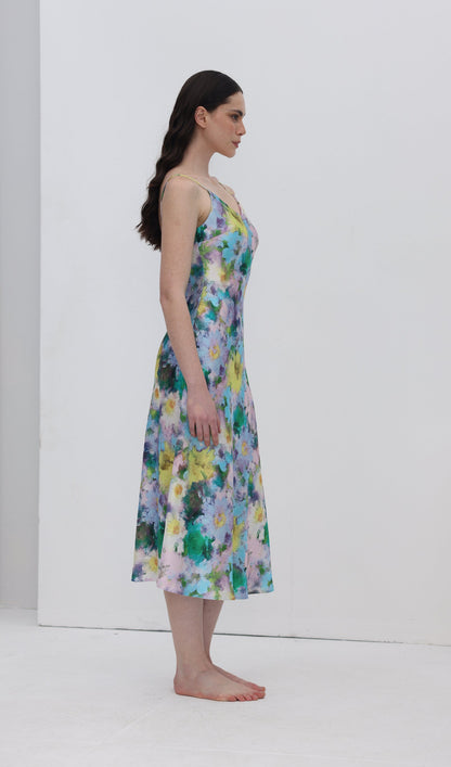 Flower Print Slip Midi Dress