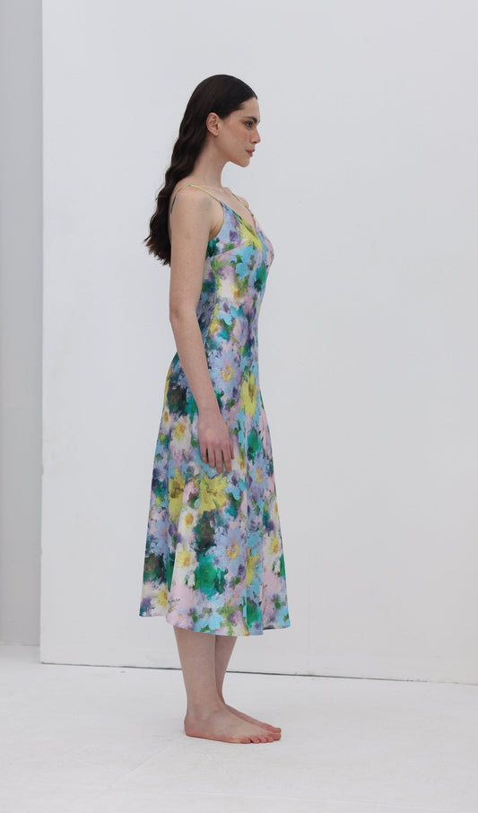 Flower Print Slip Midi Dress