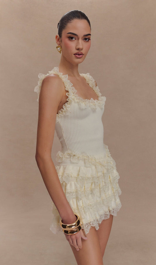 Lace Ruffle Mini Skirt