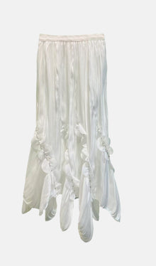 Solid Draped Midi Skirt