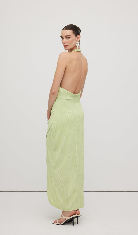 Solid Ribbed Halter Maxi Dress