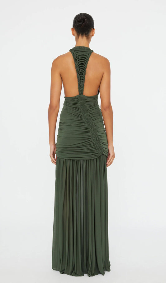 Plunging V Neckline Racerback Maxi Dress