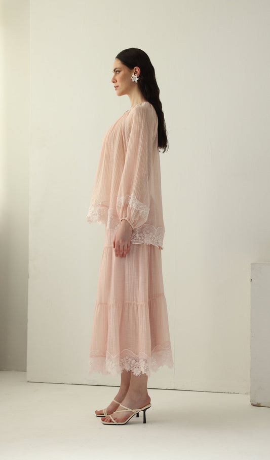 Long Sleeved Lace Panel Top