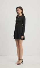 Hollow Out Mini Dress Black