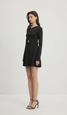 Hollow Out Mini Dress Black