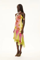 Hand-Beaded Ombre-Dyed Chiffon Spaghetti Strap Dress