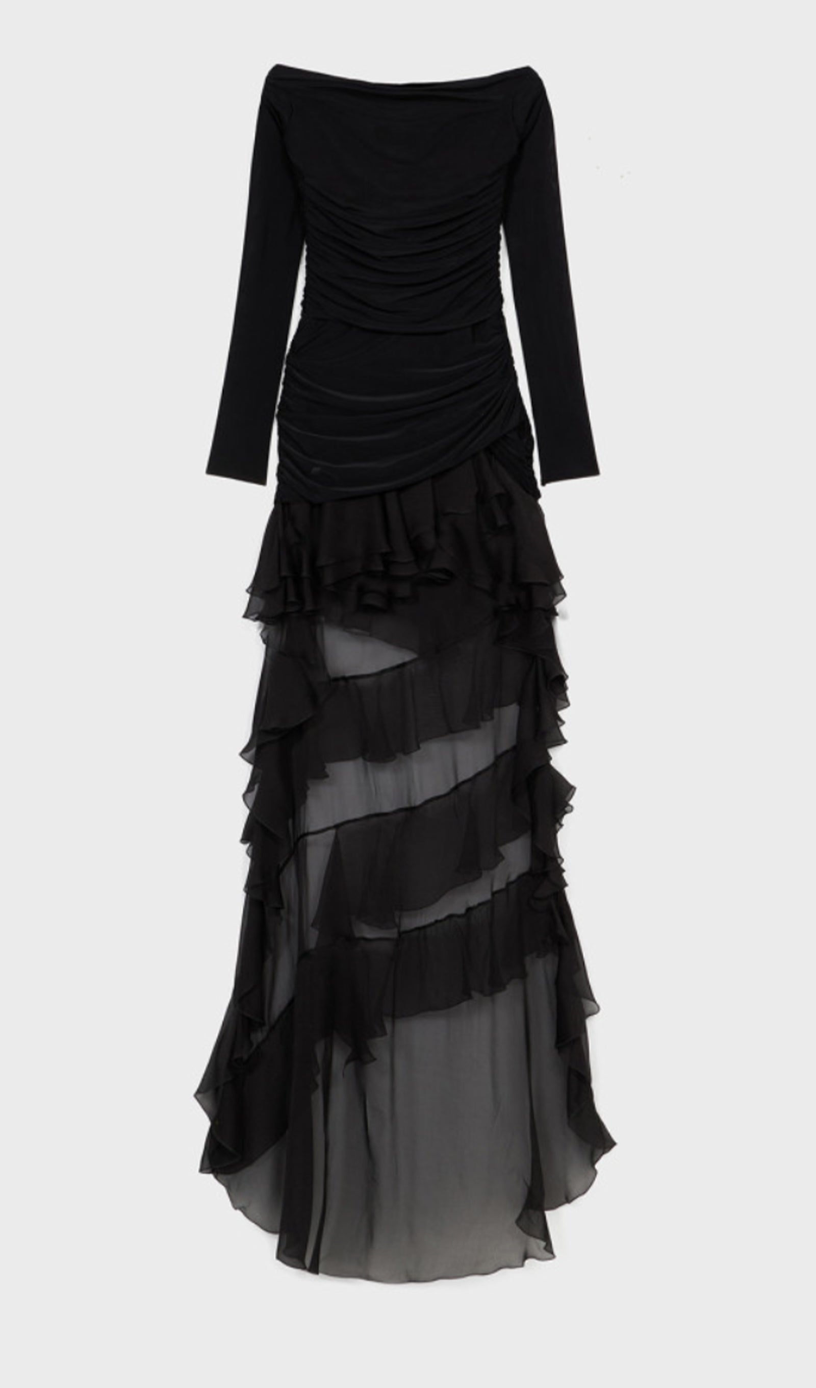 Jersey With Chiffon Train Mini Dress
