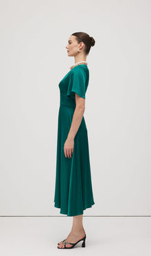 V Neck Evening Midi Dress