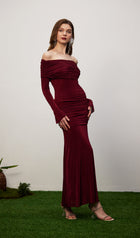 Jersey Draped Off-shoulder Maxi Dress