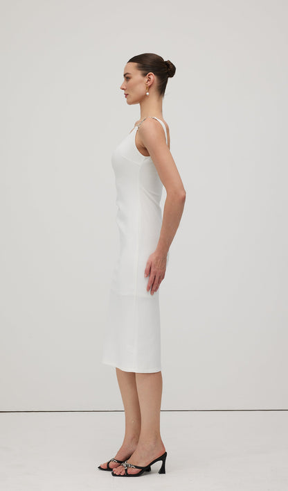 Solid Metallic Midi Dress