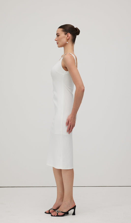 Solid Metallic Midi Dress