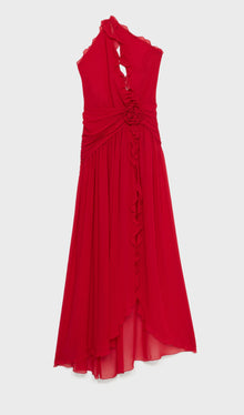 One Shoulder Georgette Maxi Dress