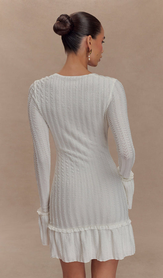 Pointelle Long Sleeve Mini Dress