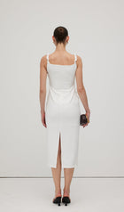 Solid Flower Sleeveless Midi Dress