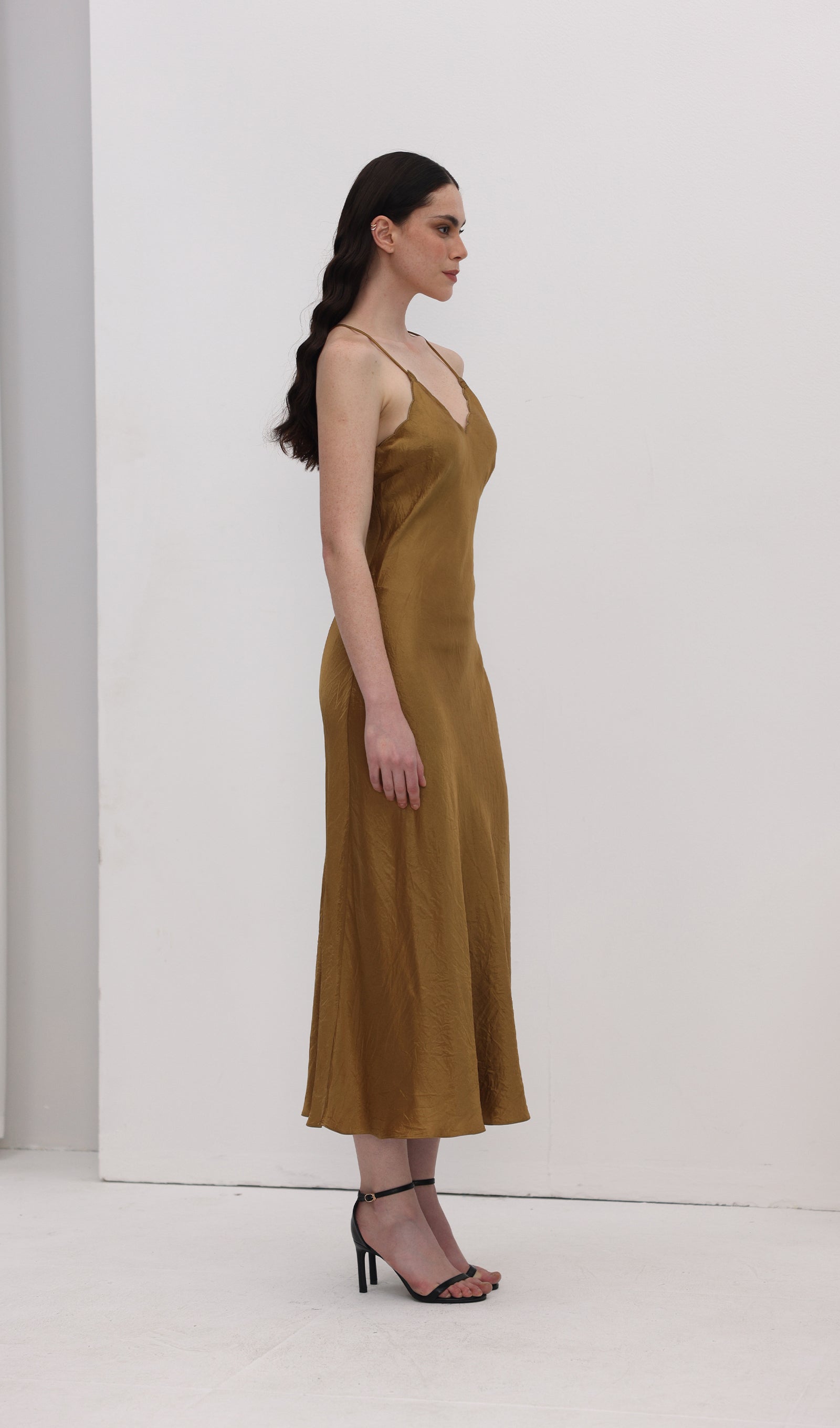 Acetate Sling Midi Dress