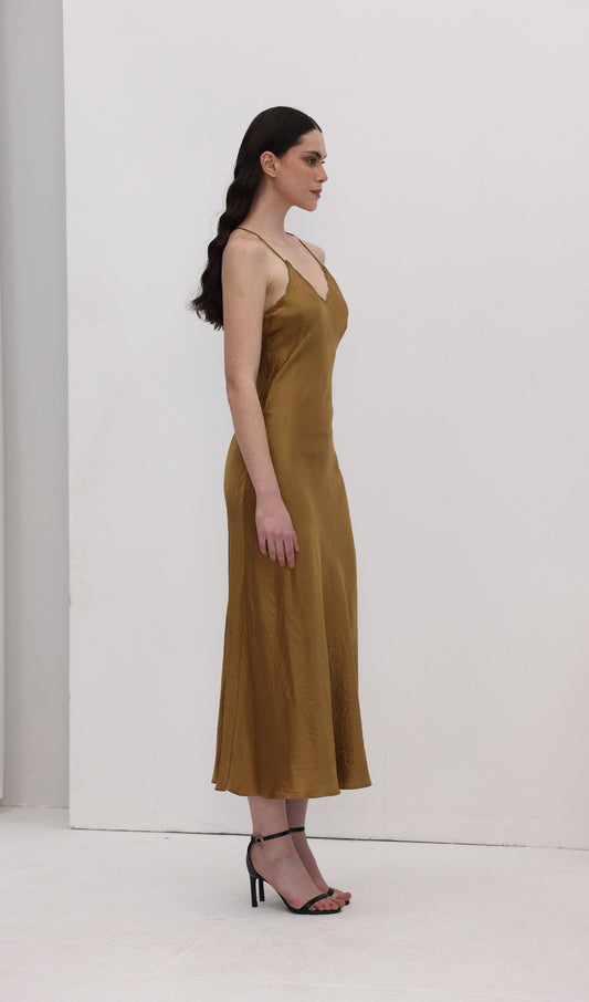 Acetate Sling Midi Dress