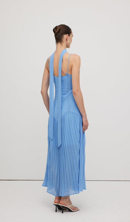 Plunge Front Ruffled Hem Midi Dress