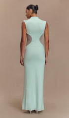 Slinky And Mesh Maxi Dress