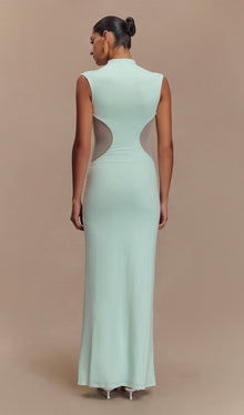 Slinky And Mesh Maxi Dress