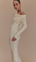 Draped Twist Knit Midi Dress