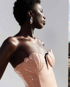 Shell-Shaped Strapless Sequin Dress
