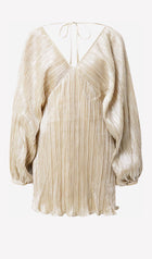 Metallic Balloon Sleeve Mini Dress