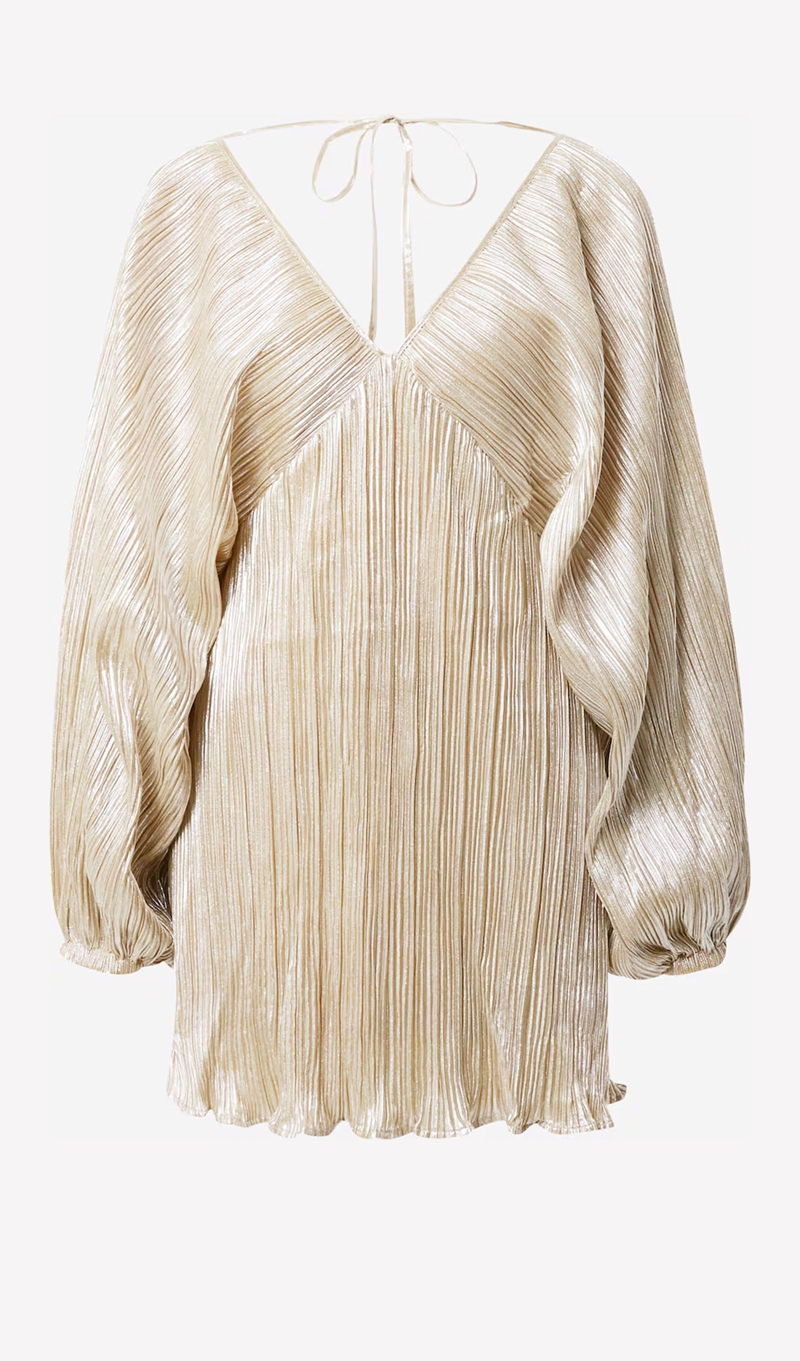 Metallic Balloon Sleeve Mini Dress