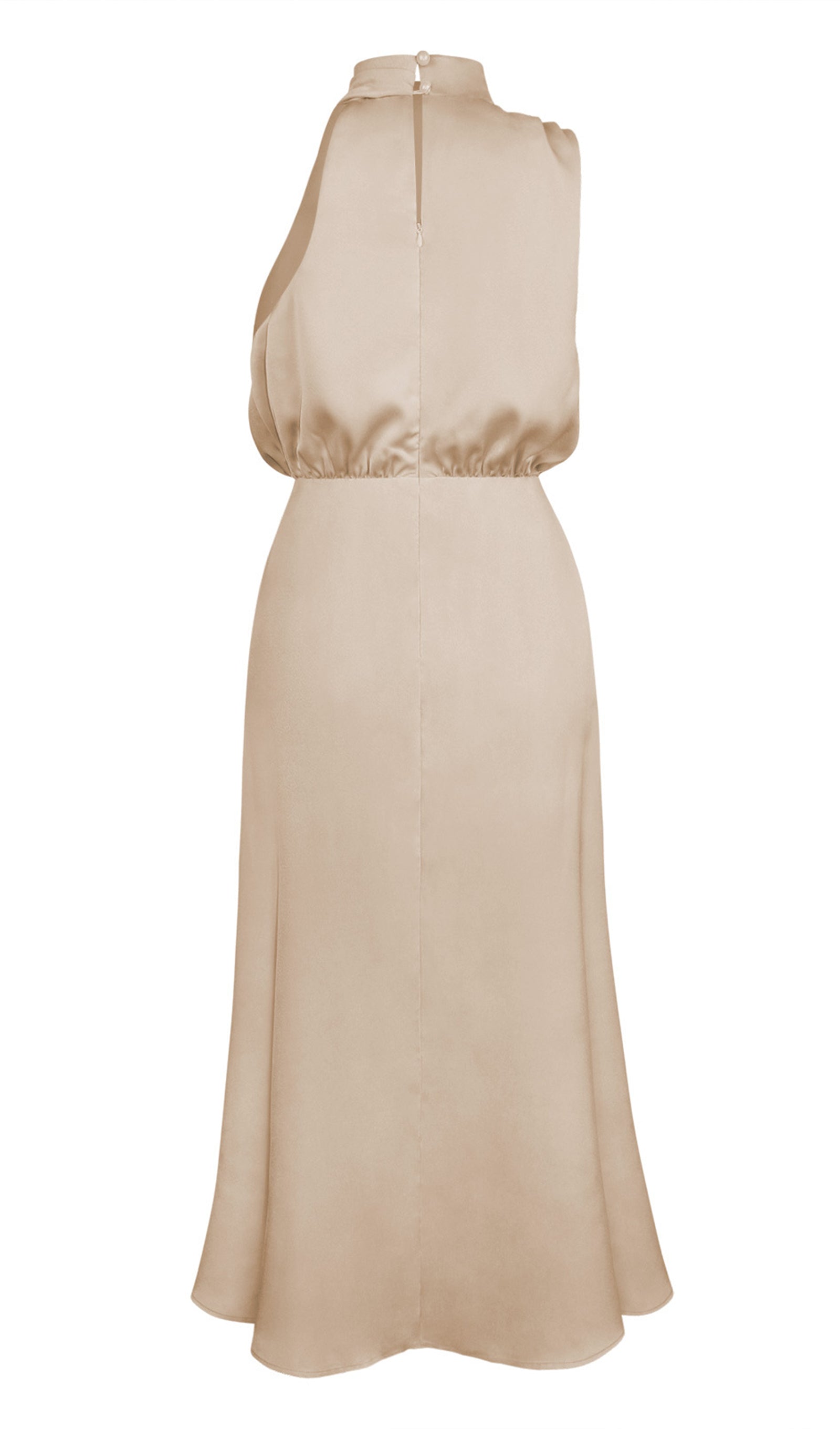 Asymmetric Satin Midi Dress