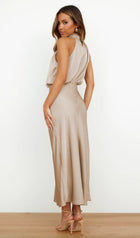 Asymmetric Satin Midi Dress
