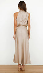 Asymmetric Satin Midi Dress