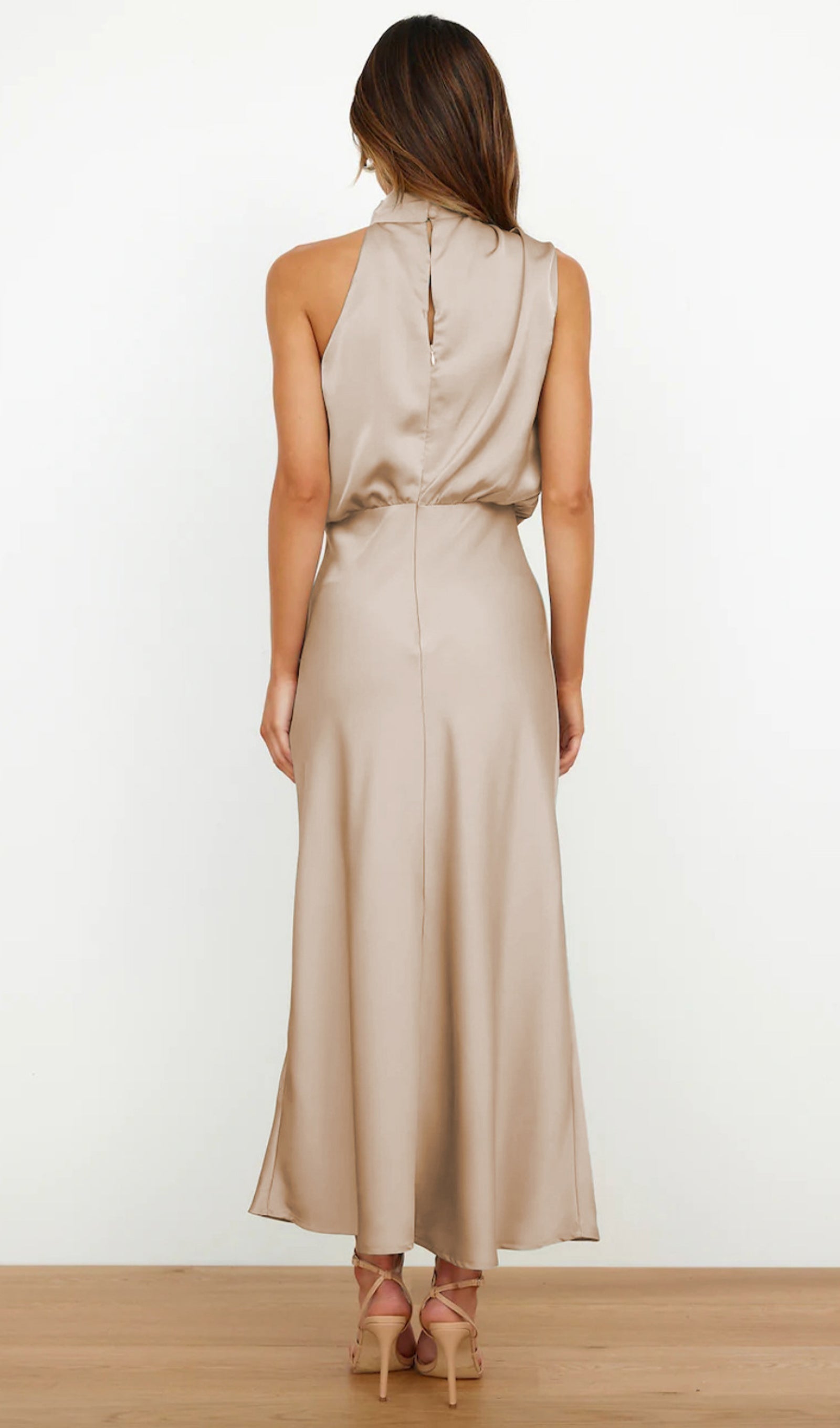 Asymmetric Satin Midi Dress