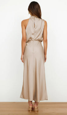 Asymmetric Satin Midi Dress