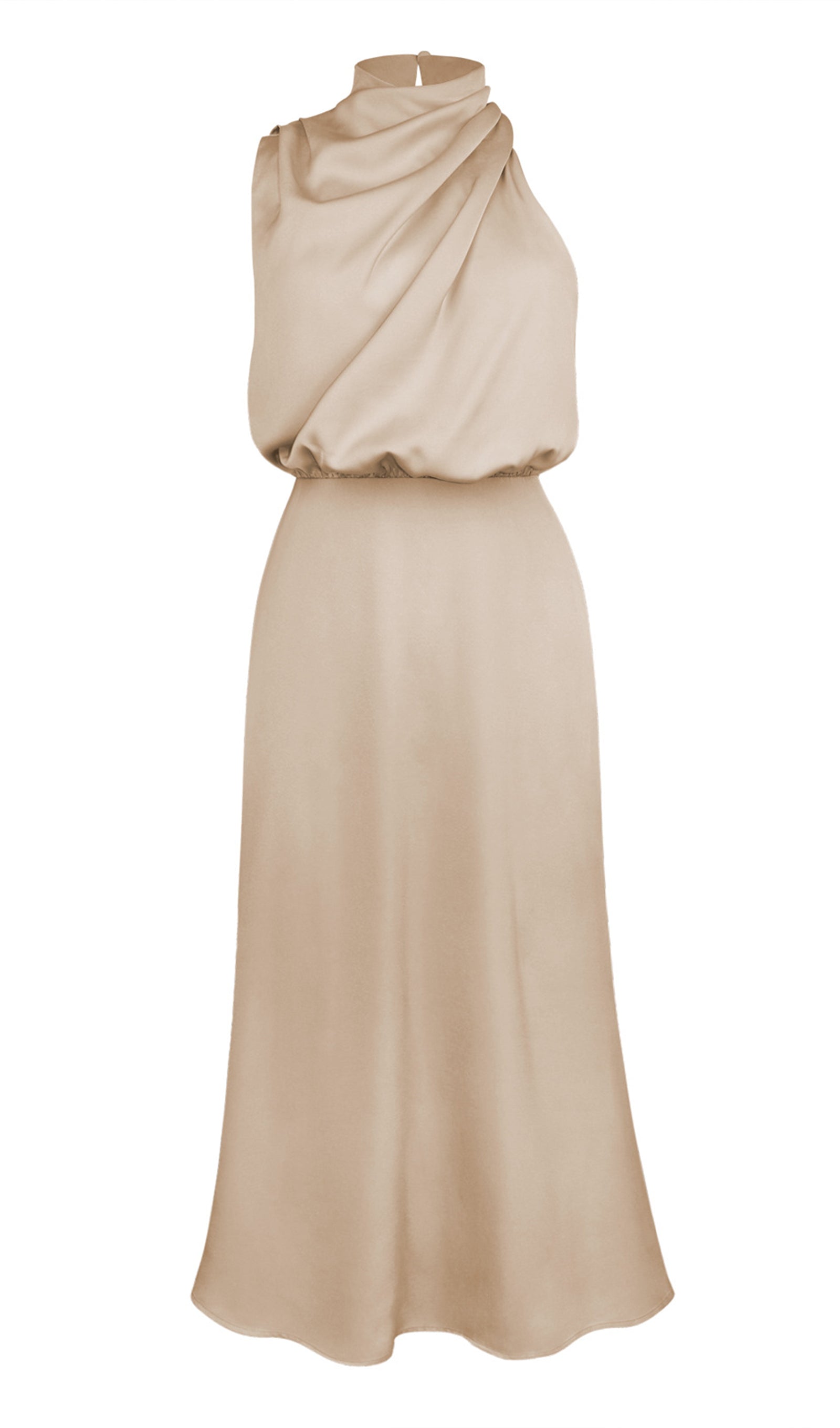 Asymmetric Satin Midi Dress
