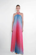 Halter Strapless Sleeveless Ombre Chiffon Dress