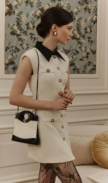 Tweed Contrast Collar Mini Dress