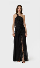 One Shoulder Georgette Maxi Dress