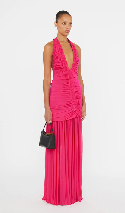 Plunging V Neckline Racerback Maxi Dress