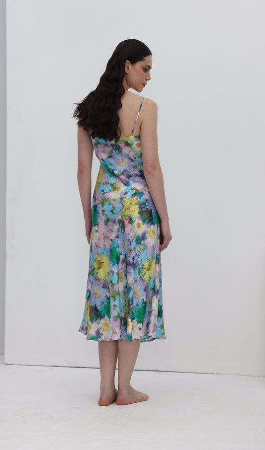 Flower Print Slip Midi Dress