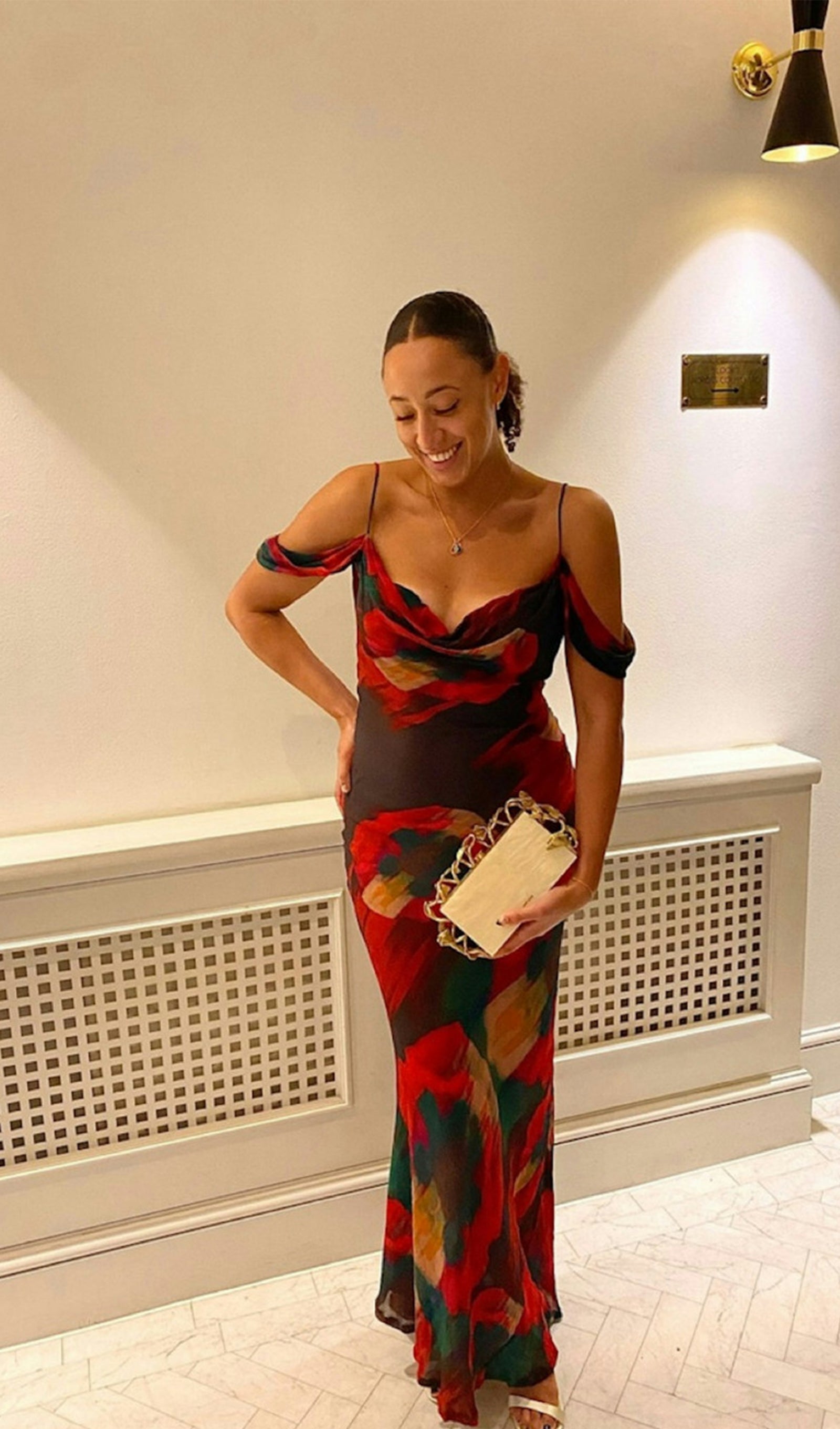 Abstract Floral Print Slip Maxi Dress