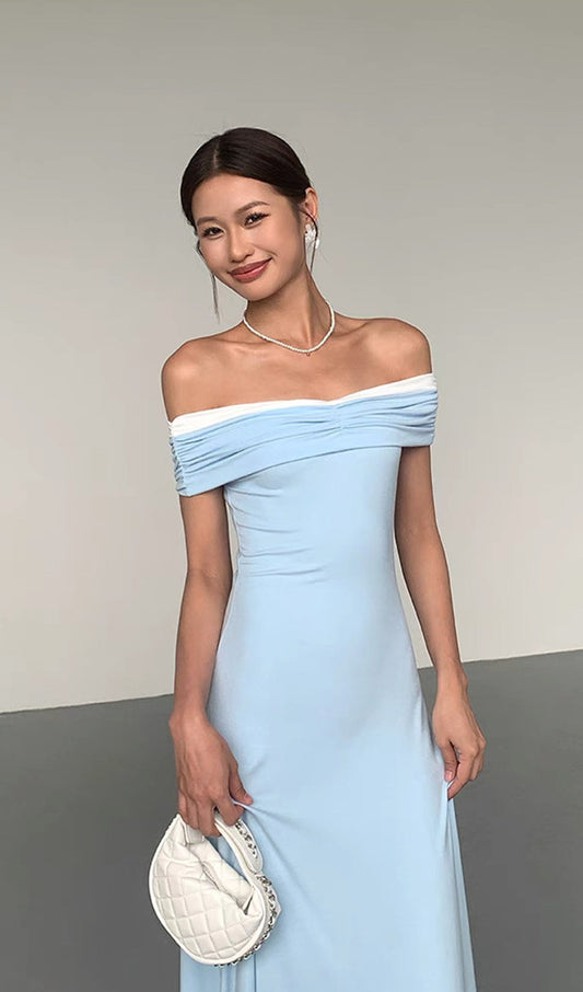 Solid Off Shoulder Midi Dress