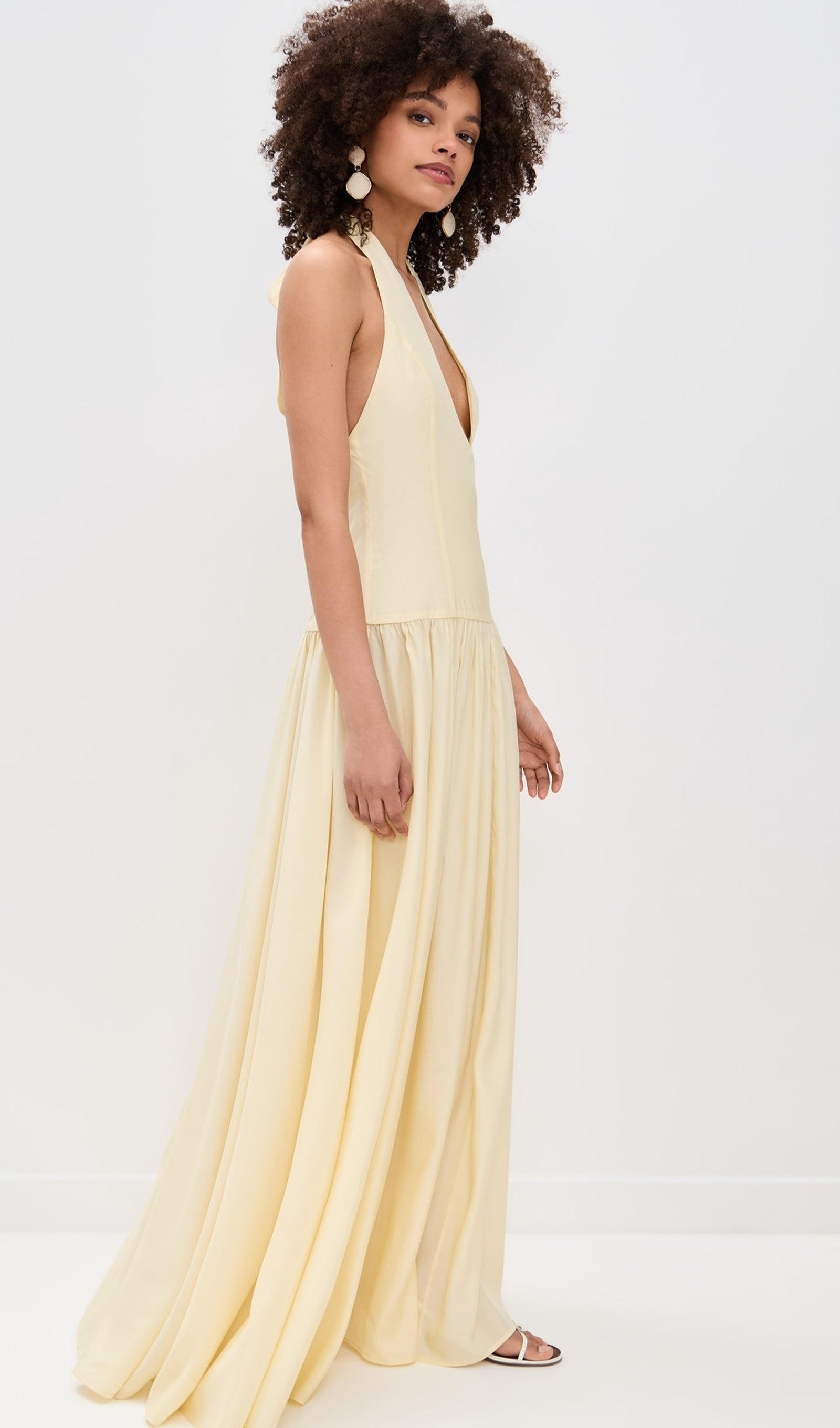 Halter V Neck Maxi Dress