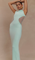 Slinky And Mesh Maxi Dress