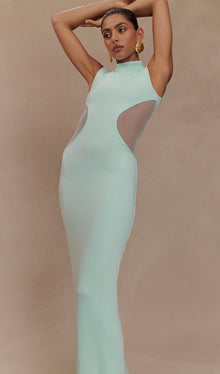 Slinky And Mesh Maxi Dress